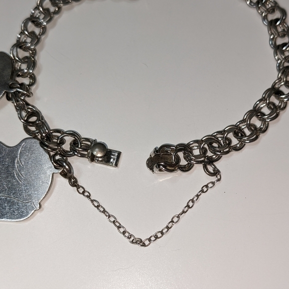 Elco Sterling Silver Charm Bracelet with 3 Girl Silhouette Charms - Picture 3 of 7
